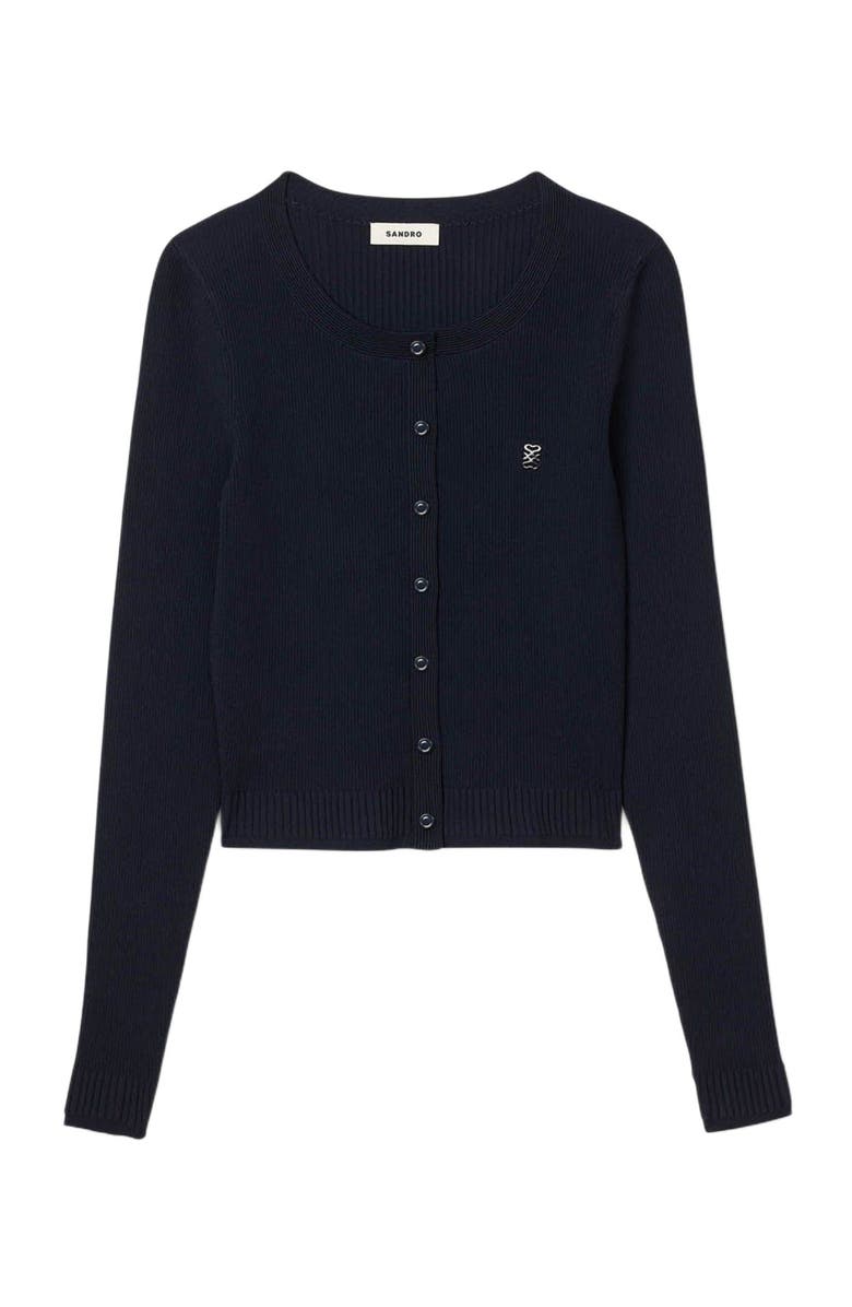 SANDRO Fine knit cardigan, Alternate, color, Navy Blue