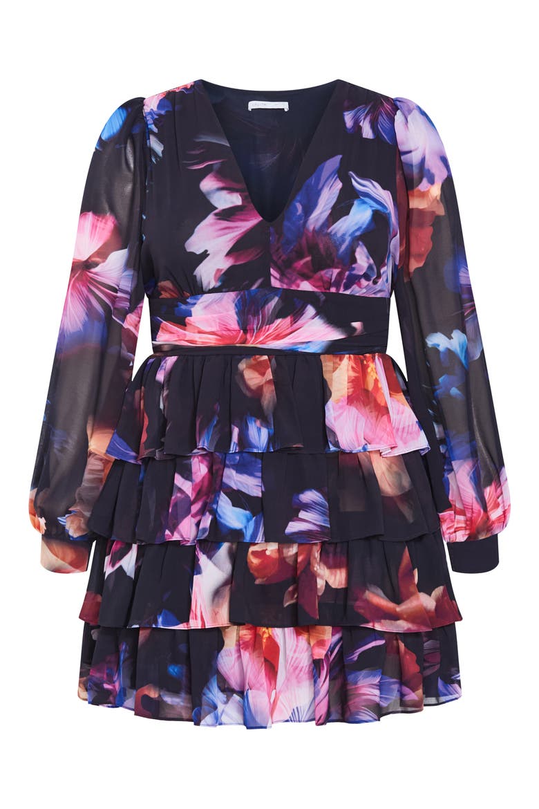 Kailey Long Sleeve Floral Print Minidress, Alternate, color, VIVID FLORAL