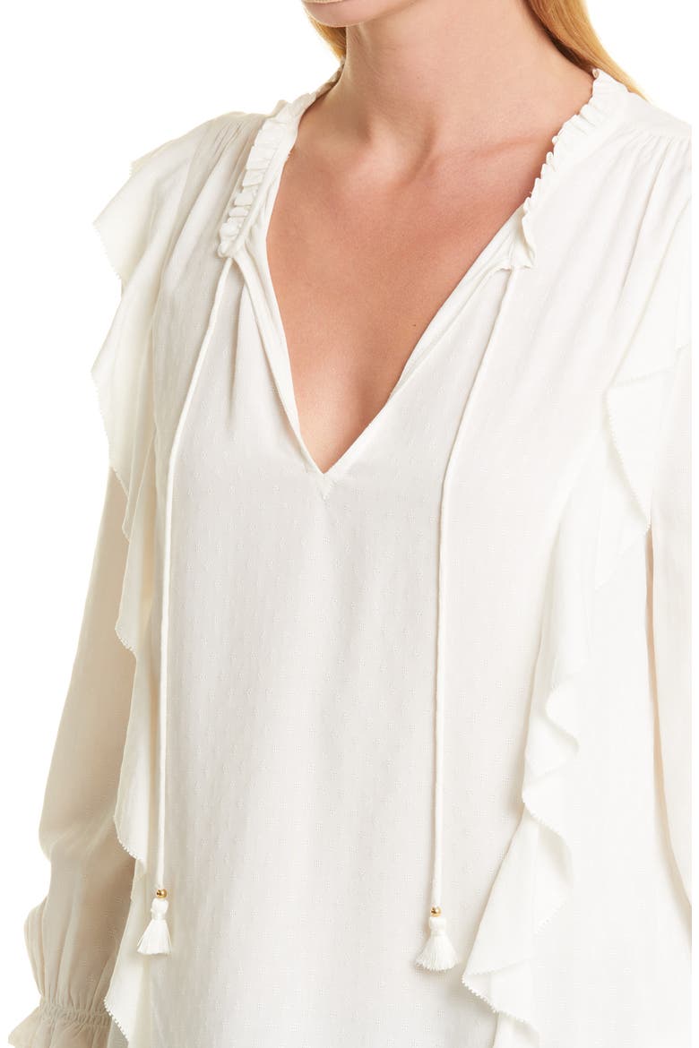 Kaydynn Tassel Ruffle Blouse, Alternate, color, WHITE
