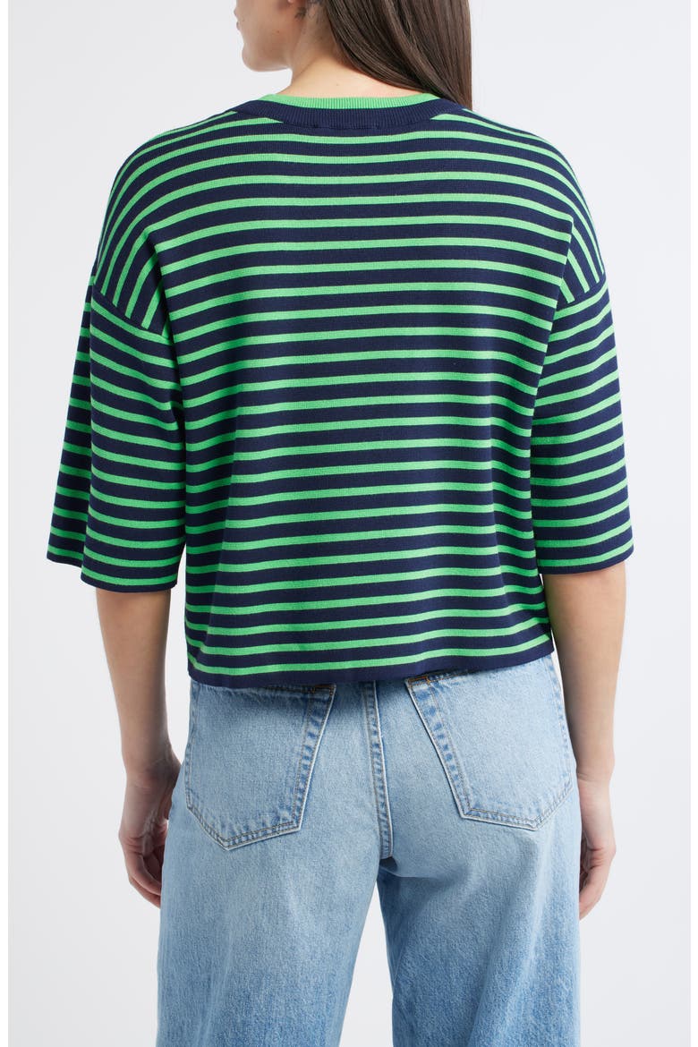 Stripe Knit Top, Alternate, color, NAVY/ RETRO GREEN