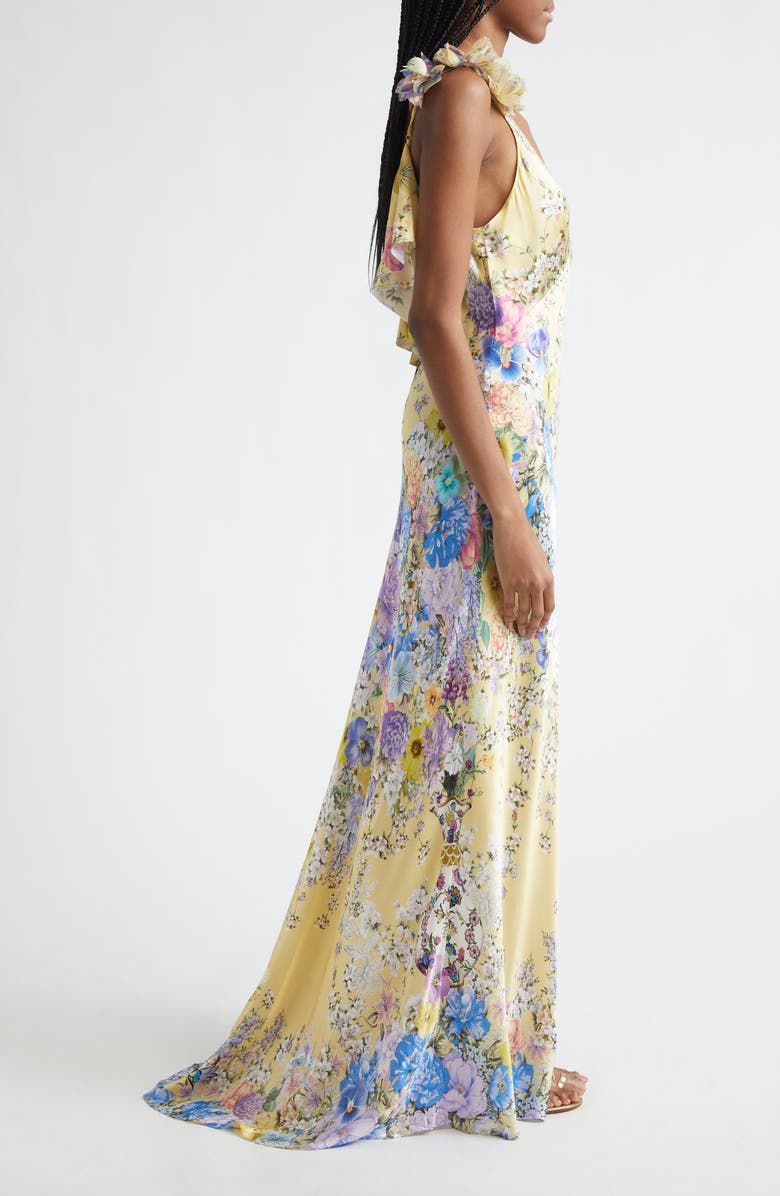 Camilla Darling Buds Bias Cut Silk Satin Maxi Slipdress, Alternate, color, Darling Buds