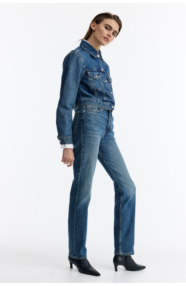 H&M Slim straight high waist jeans, Alternate, color, Denim Blue