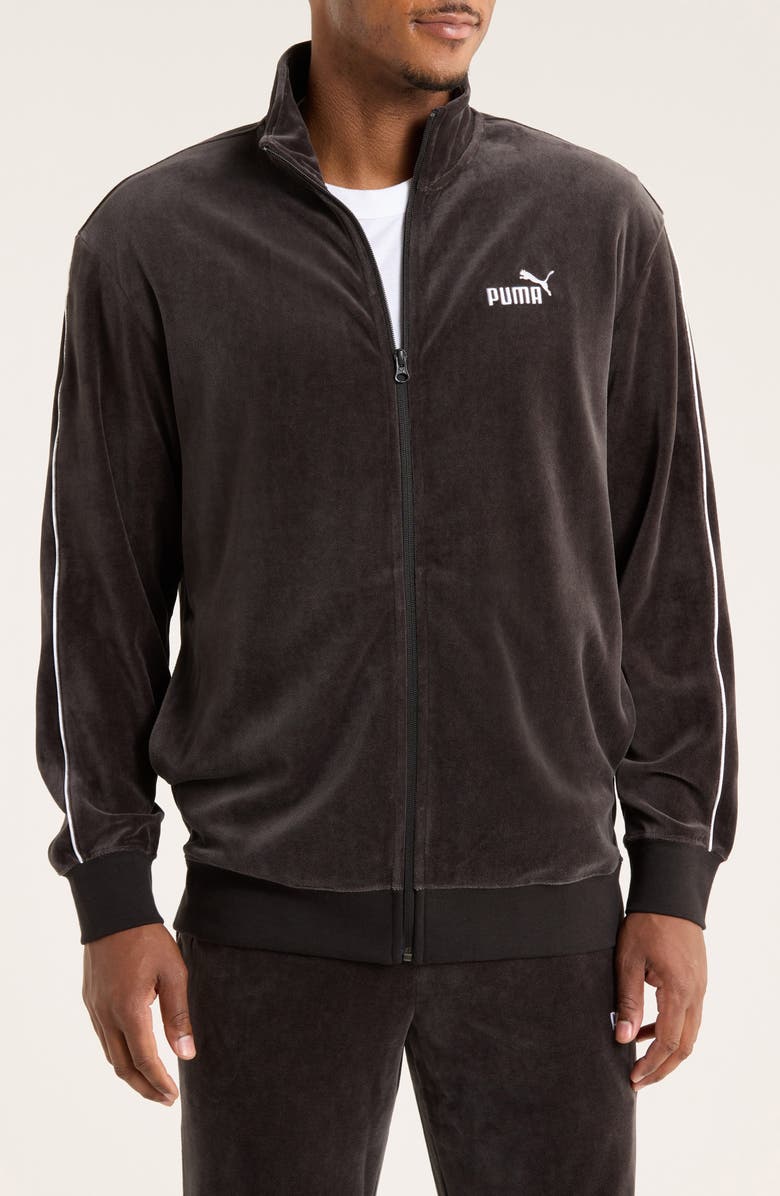 PUMA Essentials Elevated Velour Track Jacket, Main, color, Puma Black