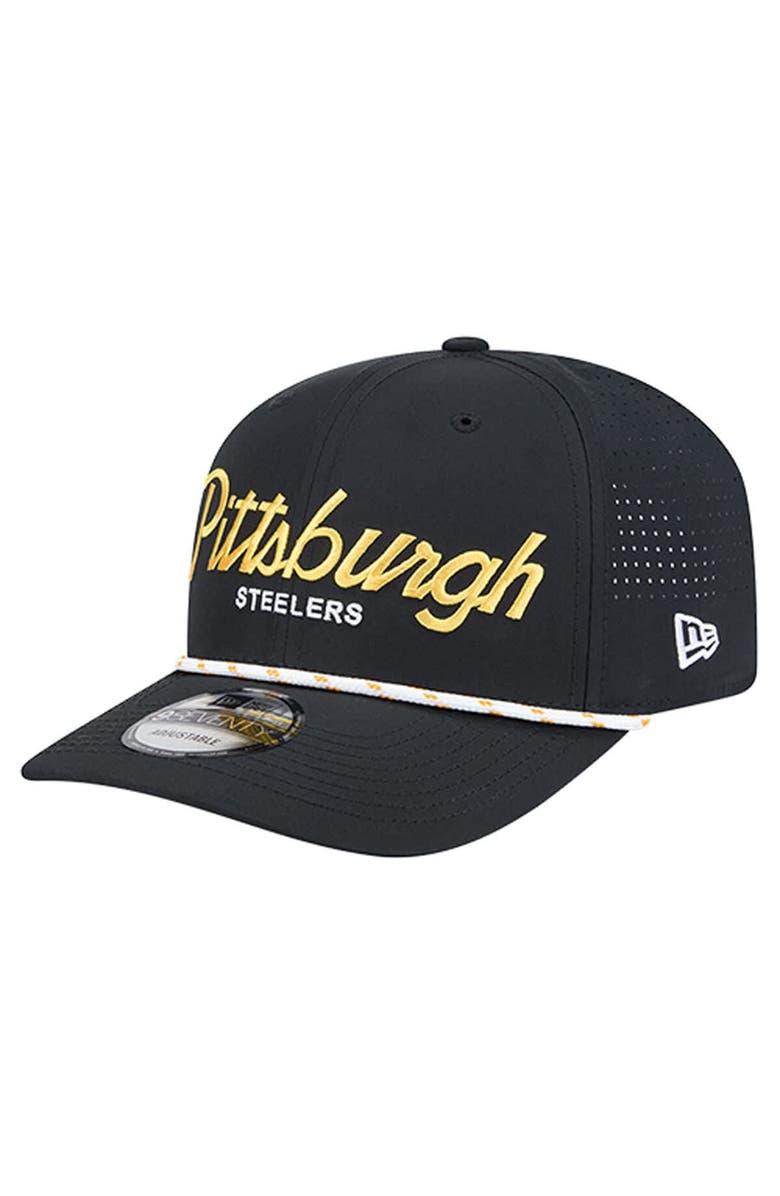 New Era Men
s New Era Black Pittsburgh Steelers Script 9SEVENTY Adjustable Hat, Main, color, Black