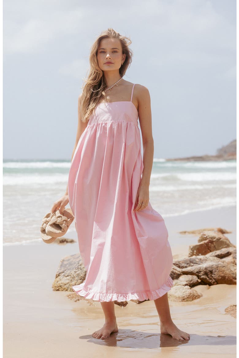 Miuccia Sleeveless Cotton Maxi Sundress, Alternate, color, PINK