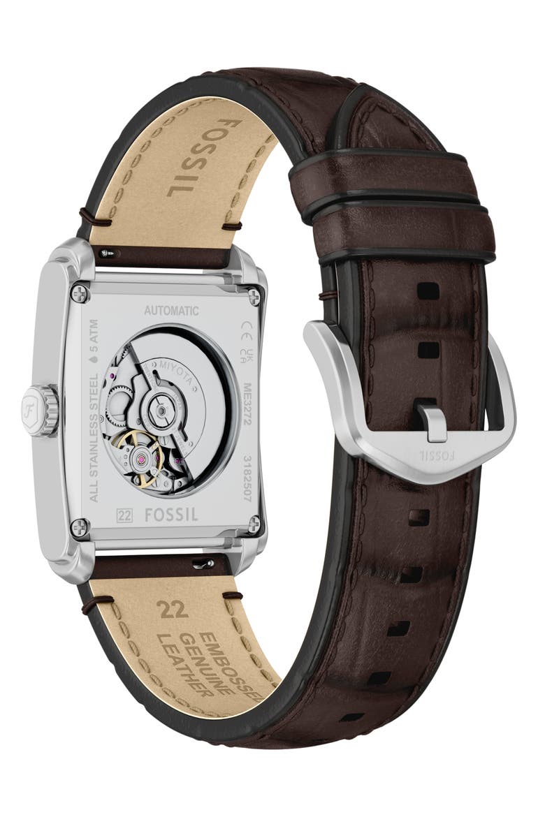 Carraway Open Heart Leather Strap Watch, 30mm x 42mm, Alternate, color, BROWN/ WHITE