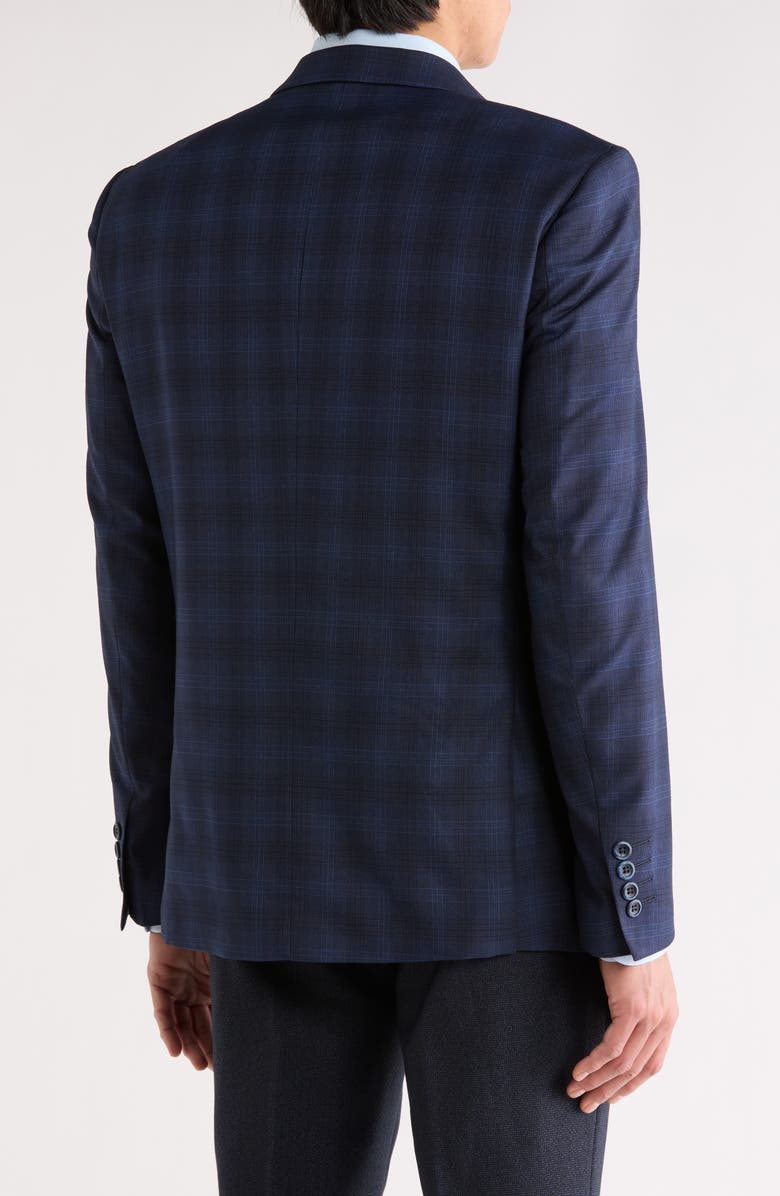 Tahari Slim Fit Plaid Blazer, Alternate, color, Navy