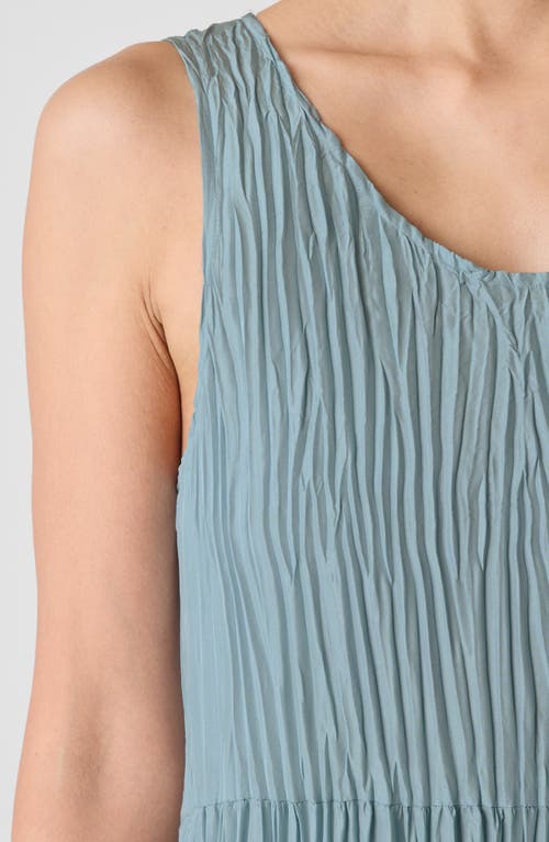 Eileen Fisher Tiered Pleated Silk Midi Dress In Seafoam