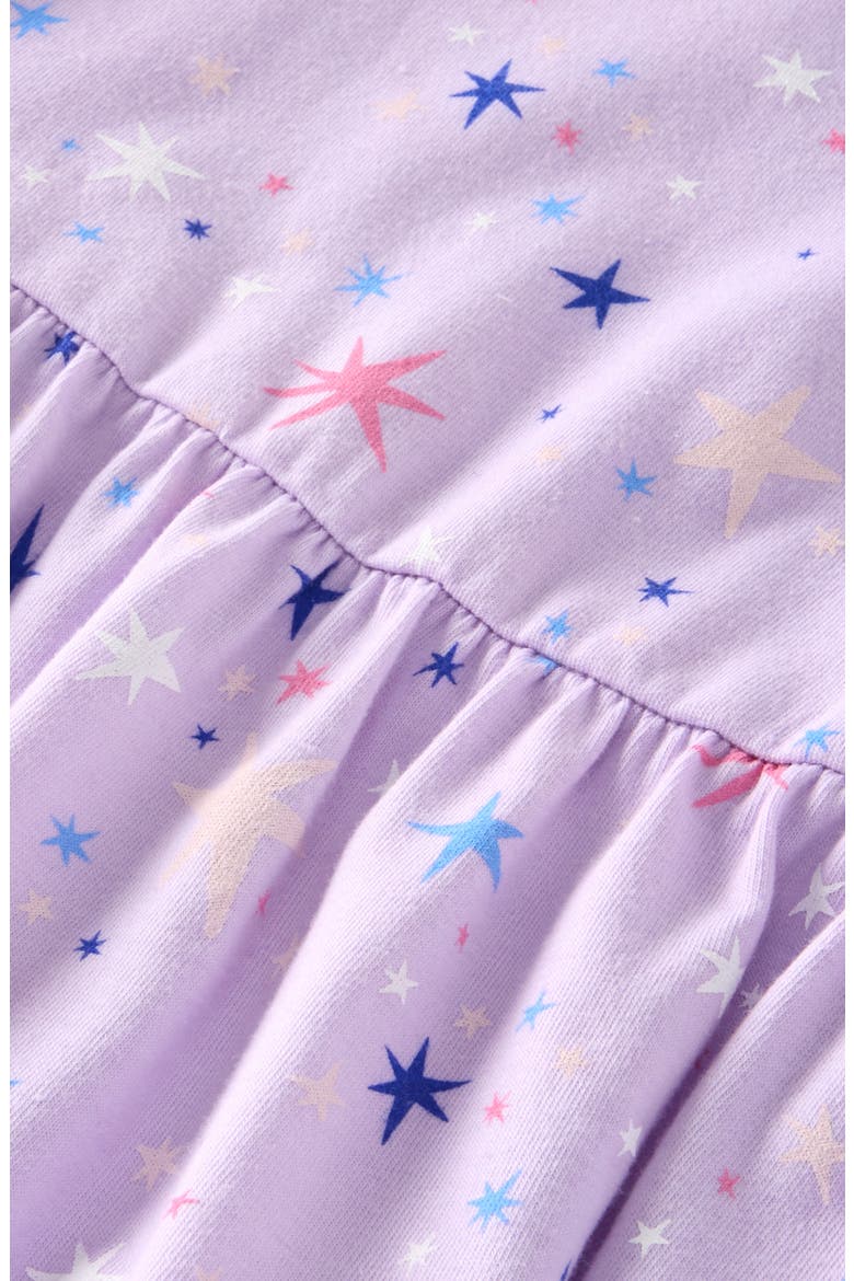 Kids' Short Sleeve Tiered Dress, Alternate, color, PURPLE BLOOM STARSHINE