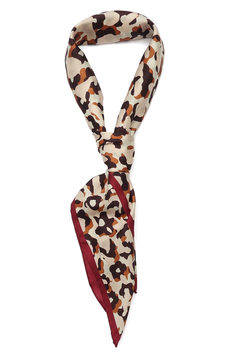 Surreal Leopard Silk Square Scarf, Alternate, color, PEACH TEA/ ORANGE HONEY