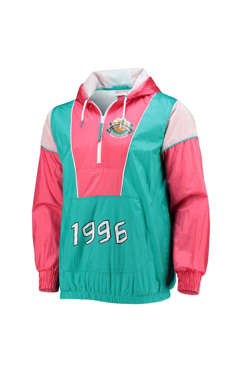 Mitchell & Ness Men's Mitchell & Ness Teal Hardwood Classics 1996 NBA All-Star Weekend Highlight Reel Windbreaker Half-Zip Jacket, Alternate, color,