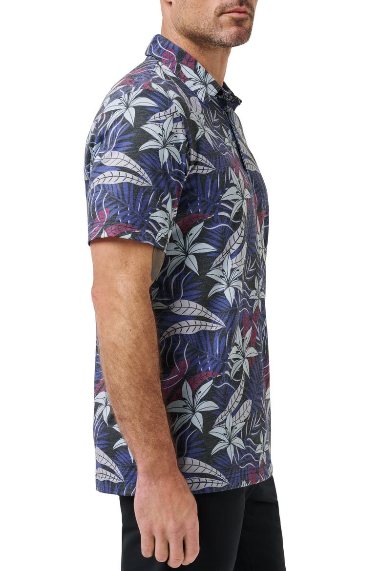 Featherweight Tropical Piqué Polo, Alternate, color, BLACK/ BLUE