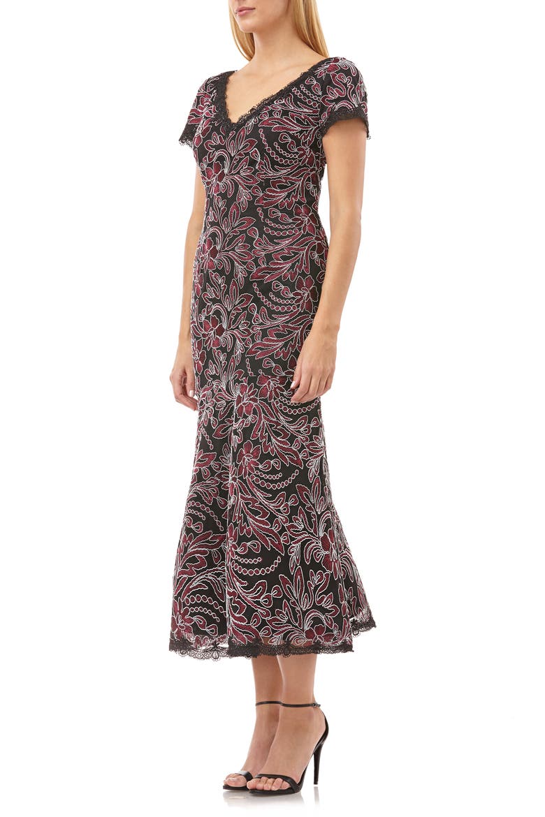 Embroidered Mesh Dress, Alternate, color, CABERNET BLACK