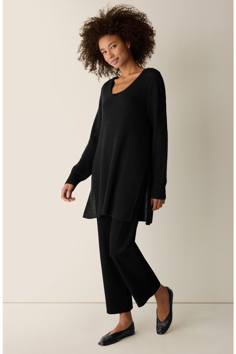 Organic Cotton Blend Scoop Neck Tunic Sweater, Alternate, color, BLACK