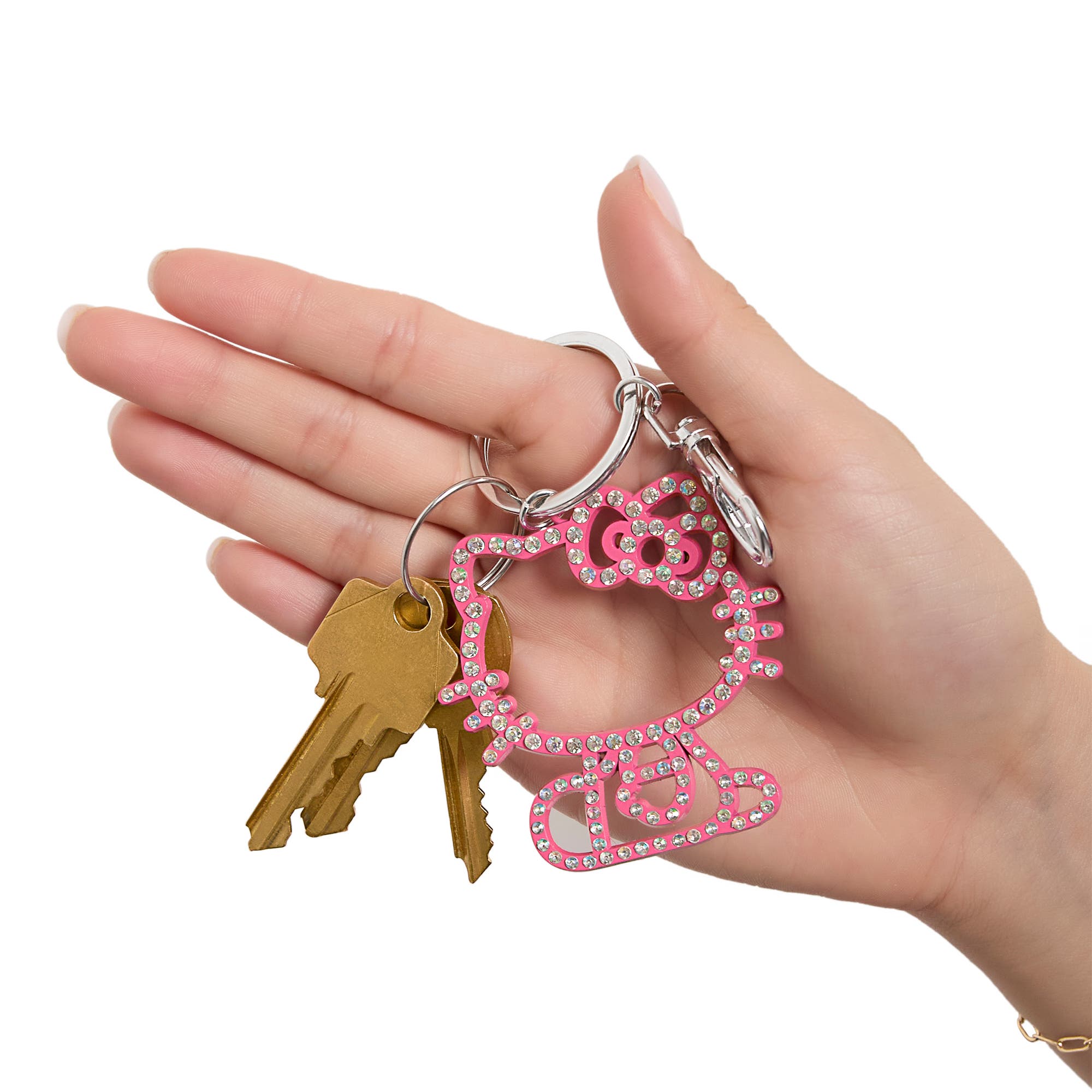 Hello Kitty Pink Crystal Outline Keychain, Alternate, color, 