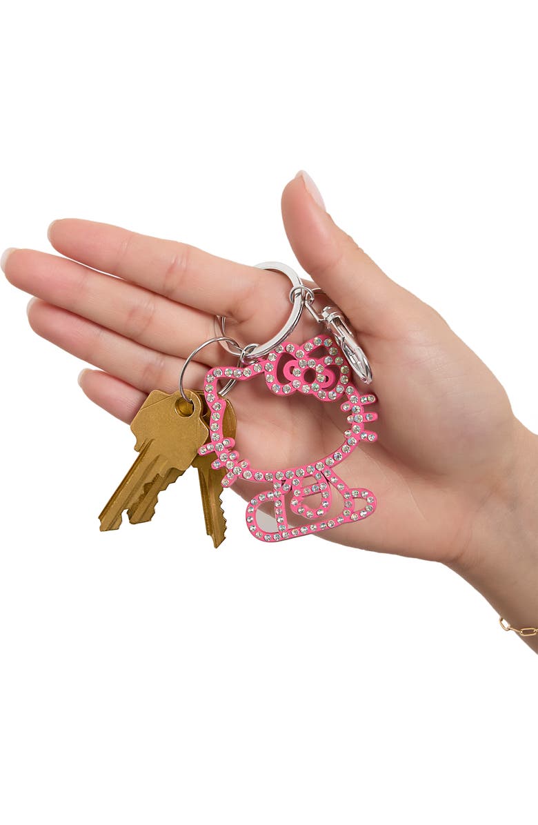 Hello Kitty Pink Crystal Outline Keychain, Alternate, color, Pink/Silver