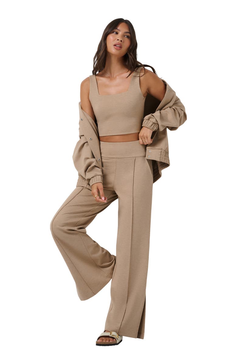 TravisMathew Friday Ponte Square Neck Crop Tank, Alternate, color, Heather Portabella