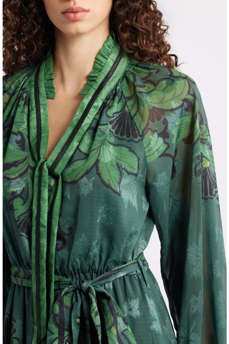 Natalie Metallic Mixed Print Long Sleeve Dress, Alternate, color, OLIVE GREEN