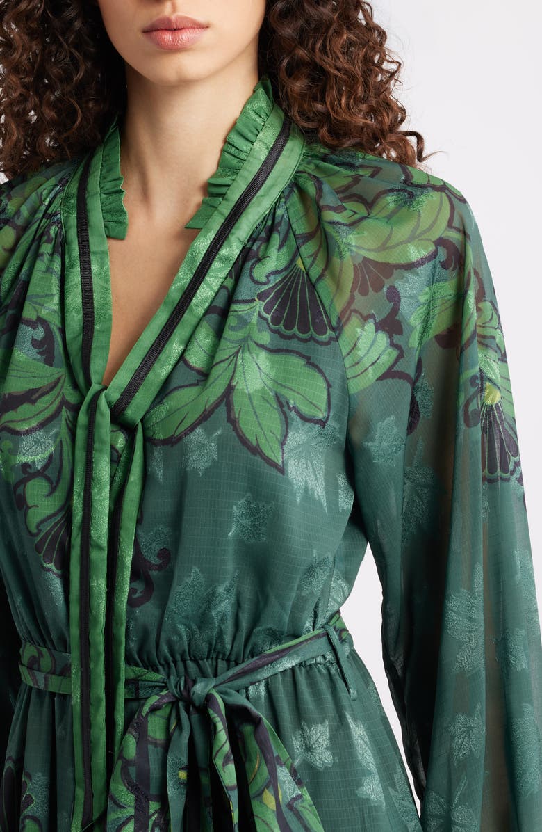 CIEBON Natalie Metallic Mixed Print Long Sleeve Dress, Alternate, color, Olive Green