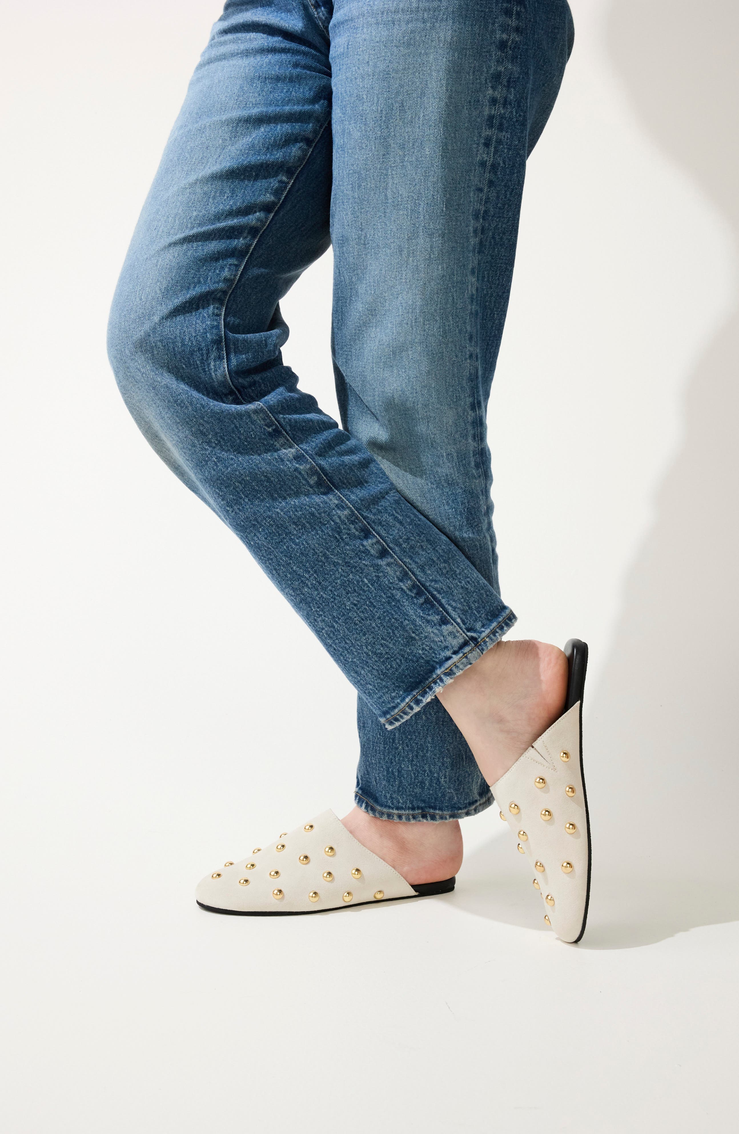 Zoe Studded Mule, Alternate, color, CREAM