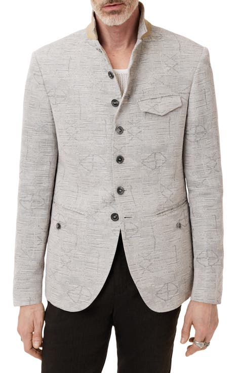 Ollie Cotton & Linen Blend Jacquard High Button Jacket