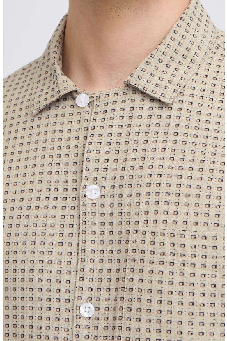 Short Sleeve Cotton Button-Up Shirt, Alternate, color, ISLAND FOSSIL