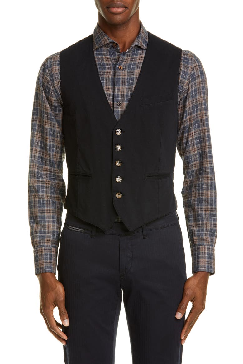 Trim Fit Twill Cotton Vest, Main, color, NAVY