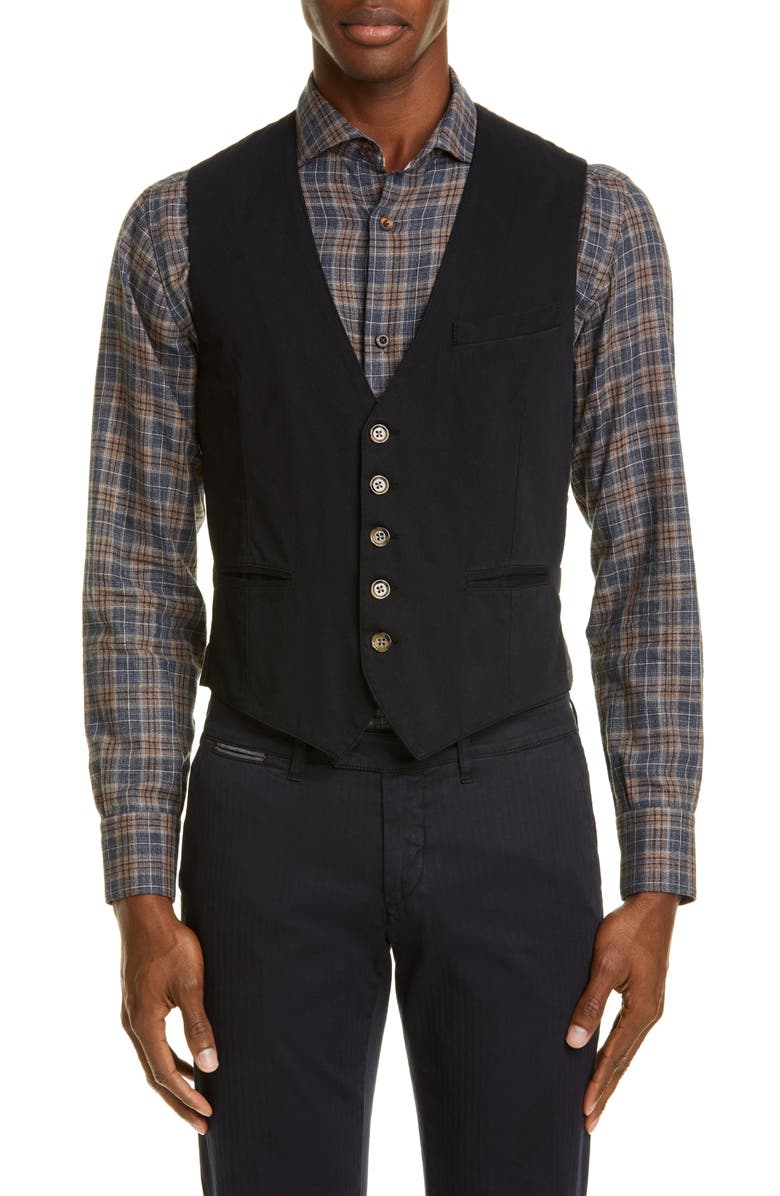 Eleventy Trim Fit Twill Cotton Vest, Main, color,
