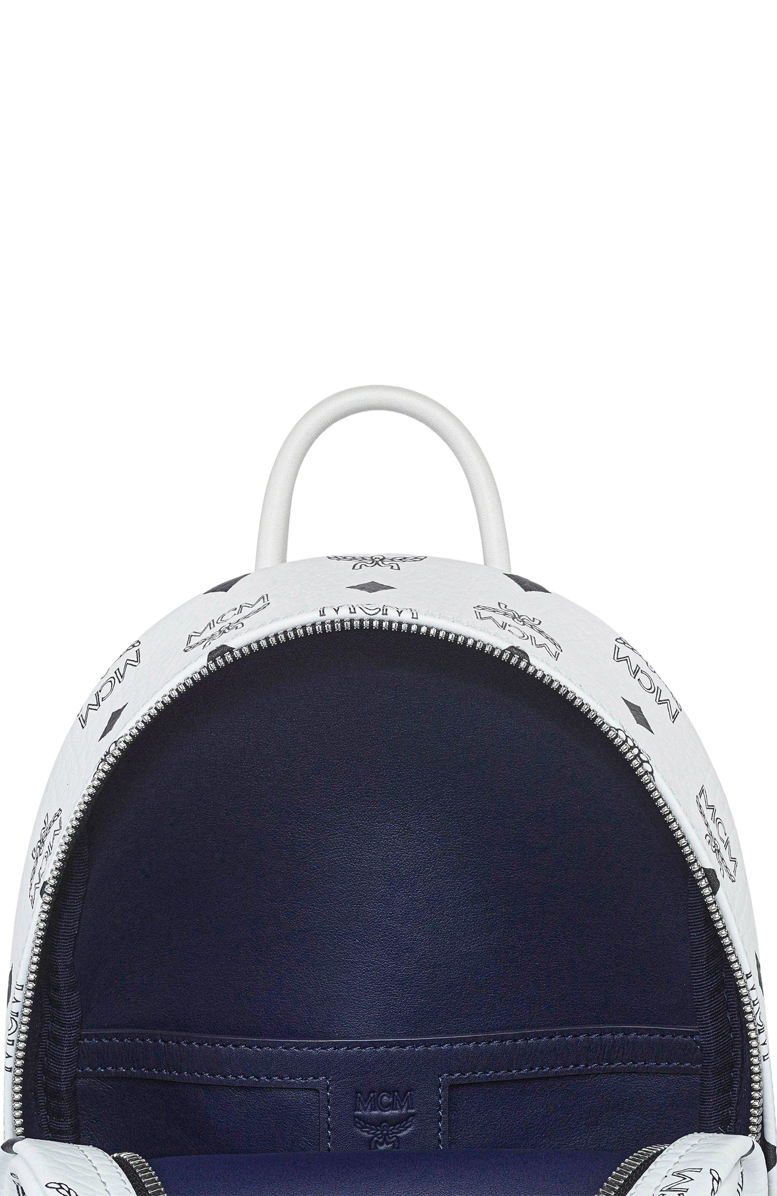 Mini Stark Side Studs Backpack in Visetos, Alternate, color, White