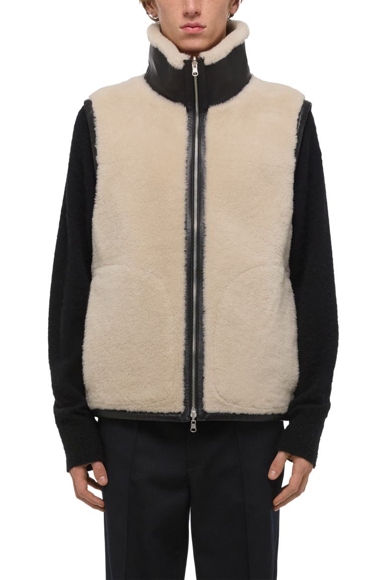 Reversible Genuine Shearling Vest, Main, color, CREMELLO/ BLACK