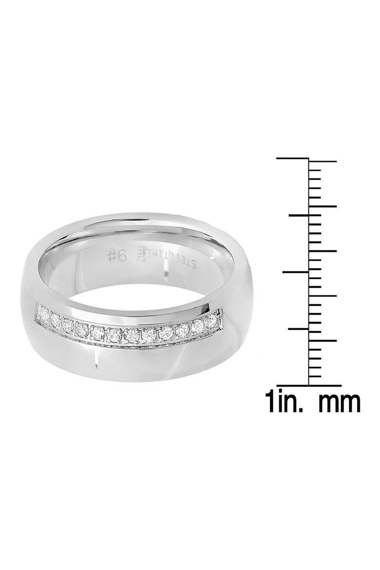 Men's Stainless Steel Simulated Diamond Ring, Alternate, color, SILVER