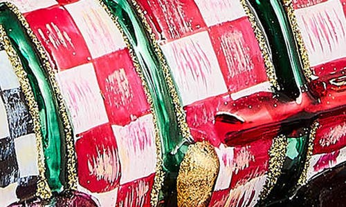 Mackenzie-childs Mackenzie Childs Check It Out Train Glass Ornament In Multi