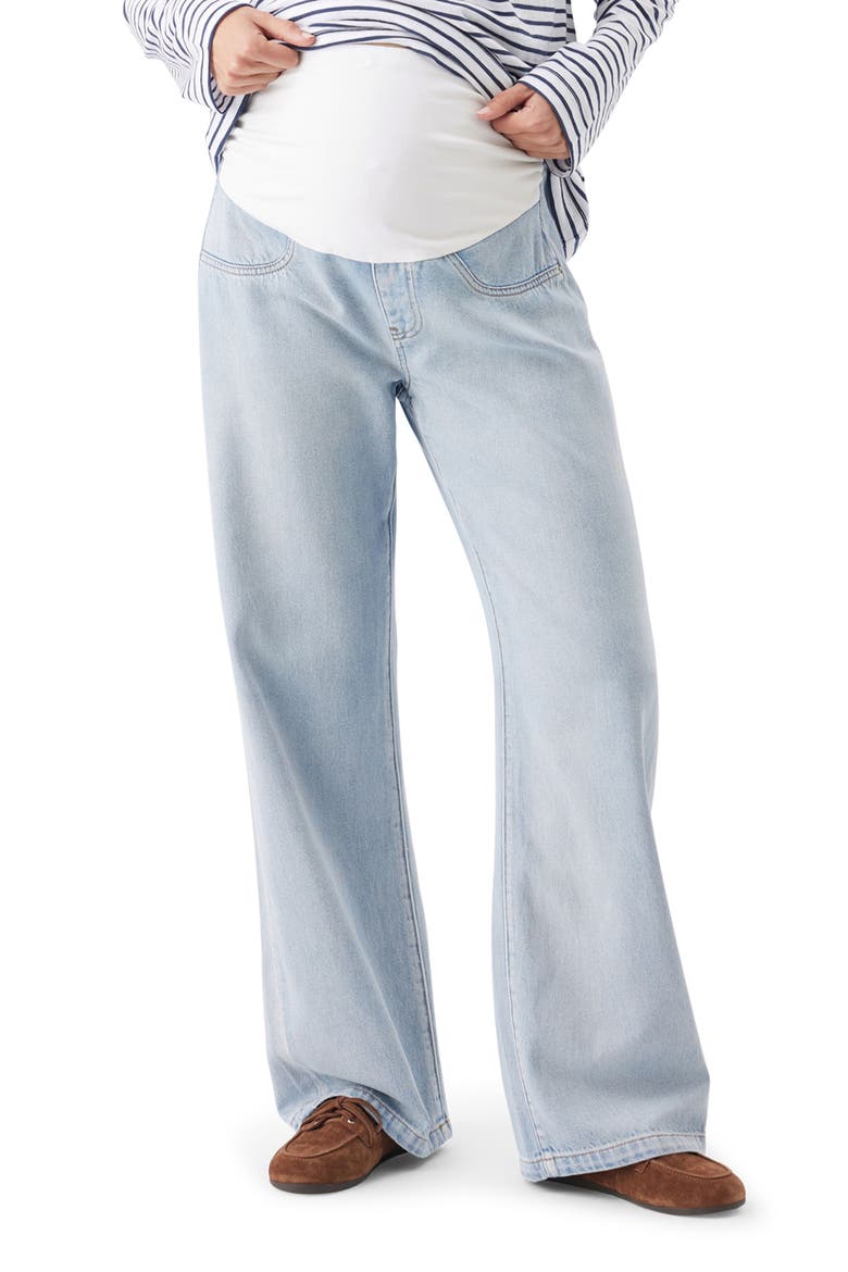 Billie Over Bump Wide Leg Maternity Jeans, Main, color, Light Wash