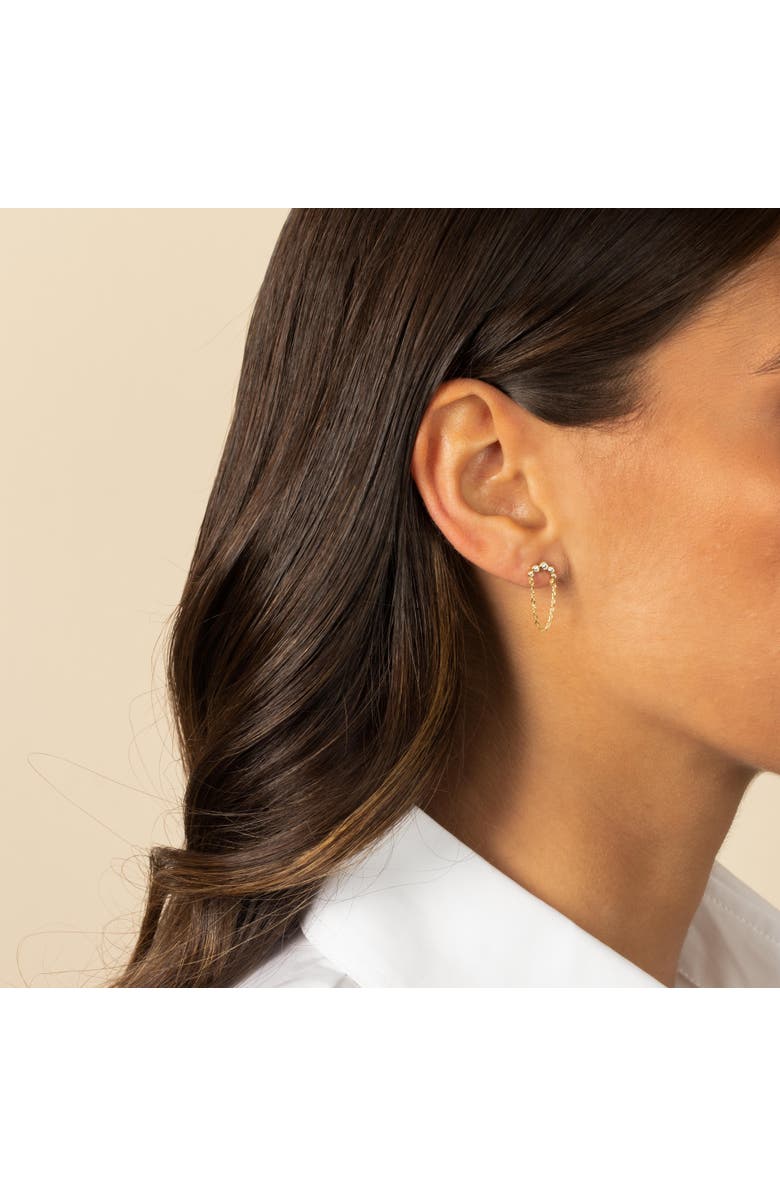 BY ADINA EDEN CZ Bezel Curved Bar Chain Stud Earring, Alternate, color,