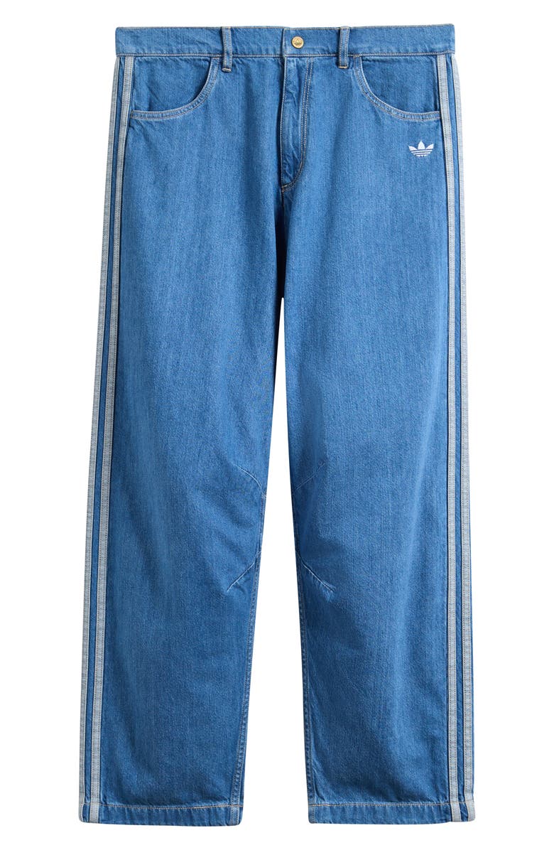 adidas Originals Kids' Side Stripe Jeans, Main, color, Medium Wash Denim