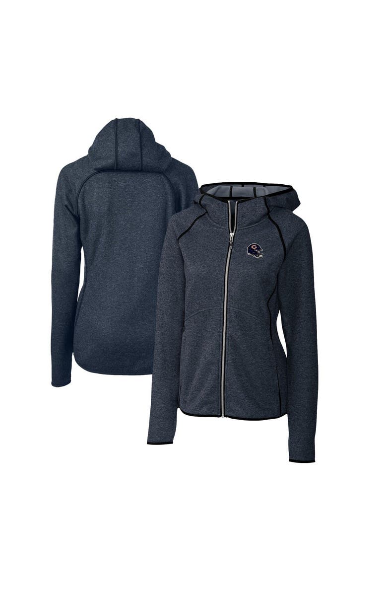 Cutter & Buck Women's Cutter & Buck  Navy Chicago Bears Helmet Logo Mainsail Sweater-Knit Full-Zip Hoodie, Alternate, color, 