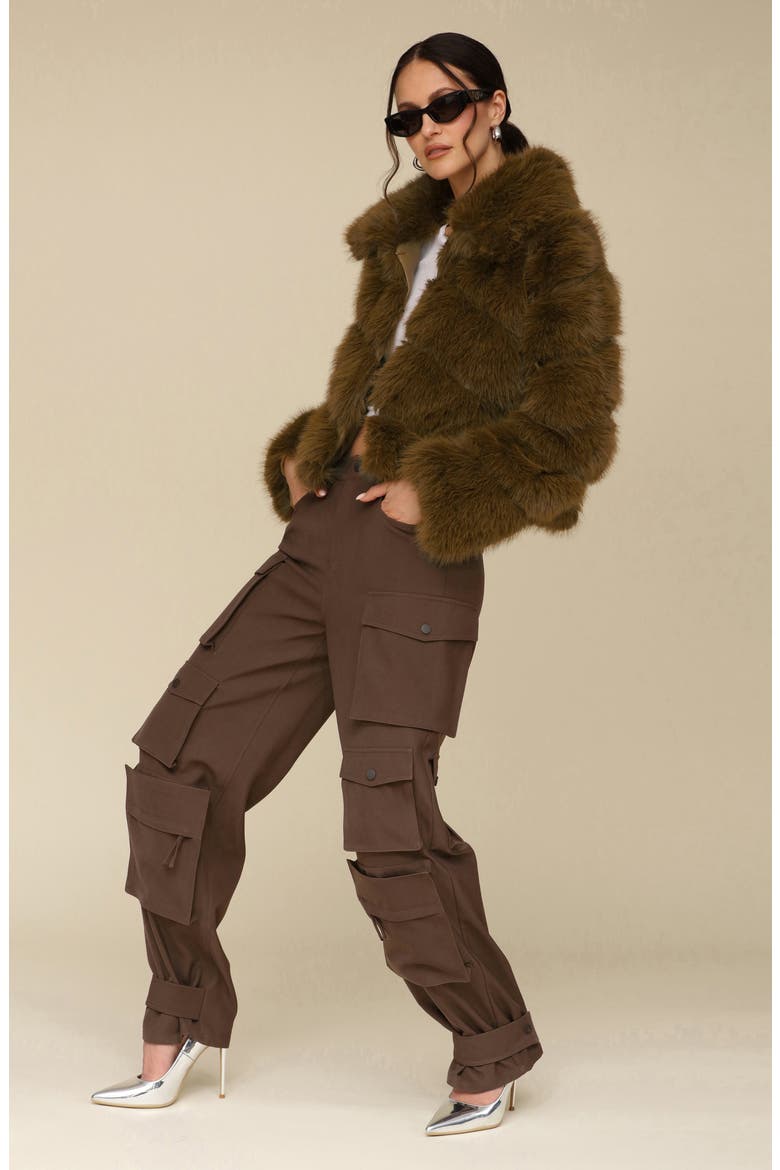 Faux Fur Crop Jacket, Alternate, color, CAPER