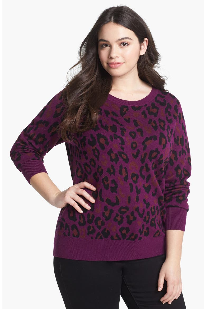 Crewneck Sweater, Main, color, PURPLE DARK/ BLACK COMBO