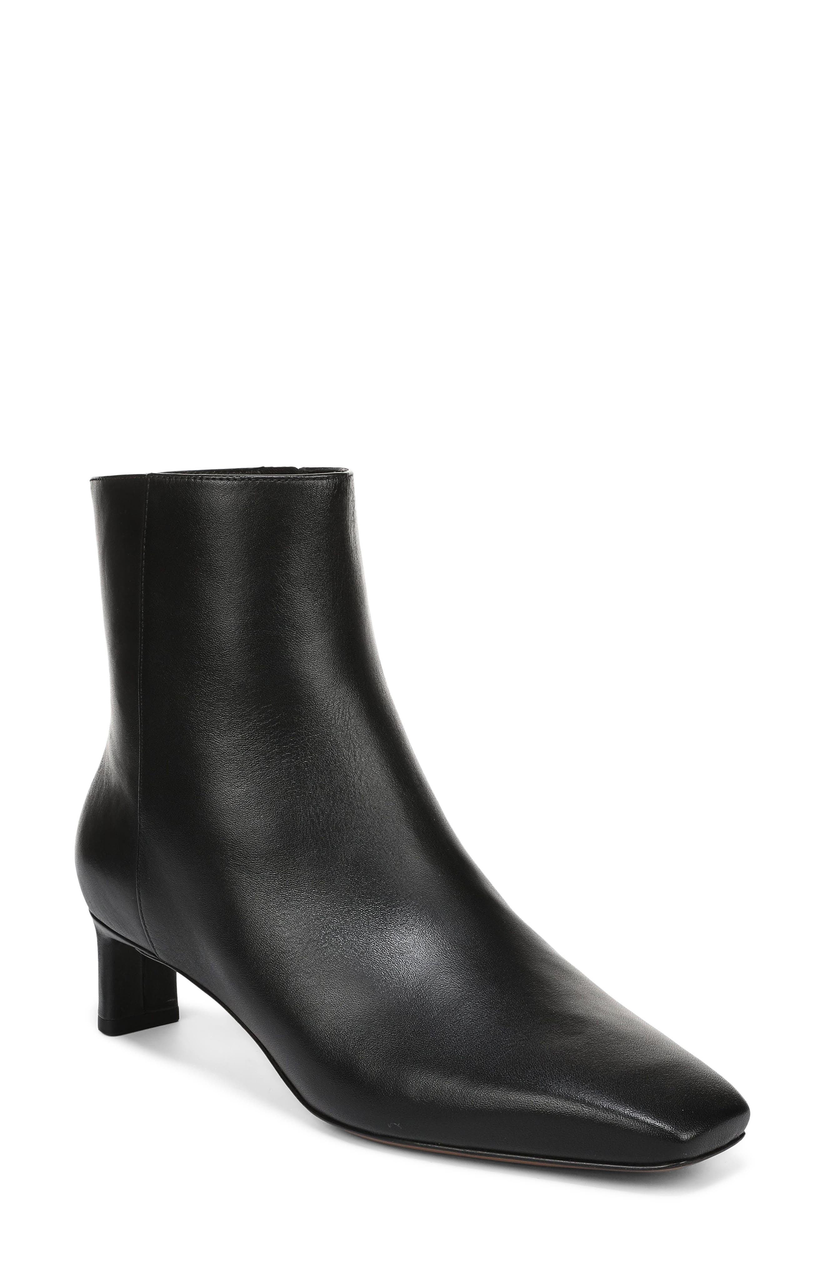 Lilith Leather Bootie, Main, color, BLACK
