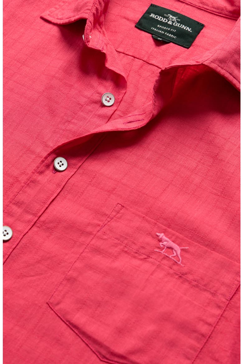 Taupo Bay Sports Fit Check Jacquard Cotton Button-Up Shirt, Alternate, color, GERANIUM