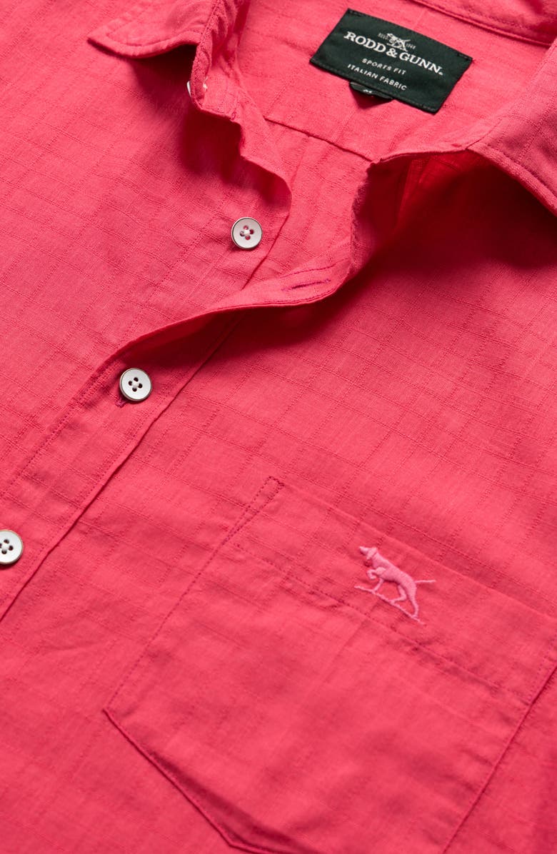Rodd & Gunn Taupo Bay Sports Fit Check Jacquard Cotton Button-Up Shirt, Alternate, color, Geranium