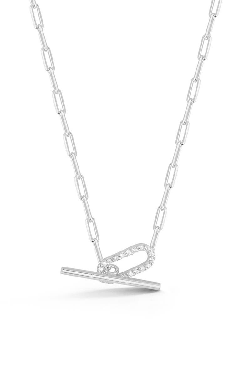 GLAZE JEWELRY Sterling Silver CZ Link Toggle Necklace, Main, color,
