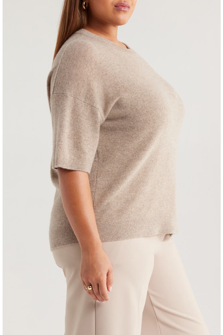 Short Sleeve Cashmere Sweater, Alternate, color, BEIGE BLISS