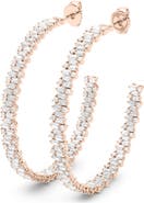 HauteCarat Baguette & Round Brilliant Lab Created Diamond Hoop Earrings