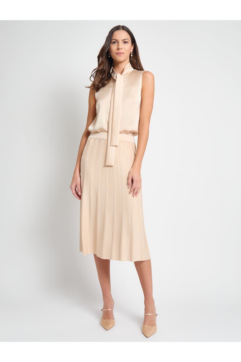 Tie Neck Crepe de Chine Blouse, Alternate, color, Biscotti