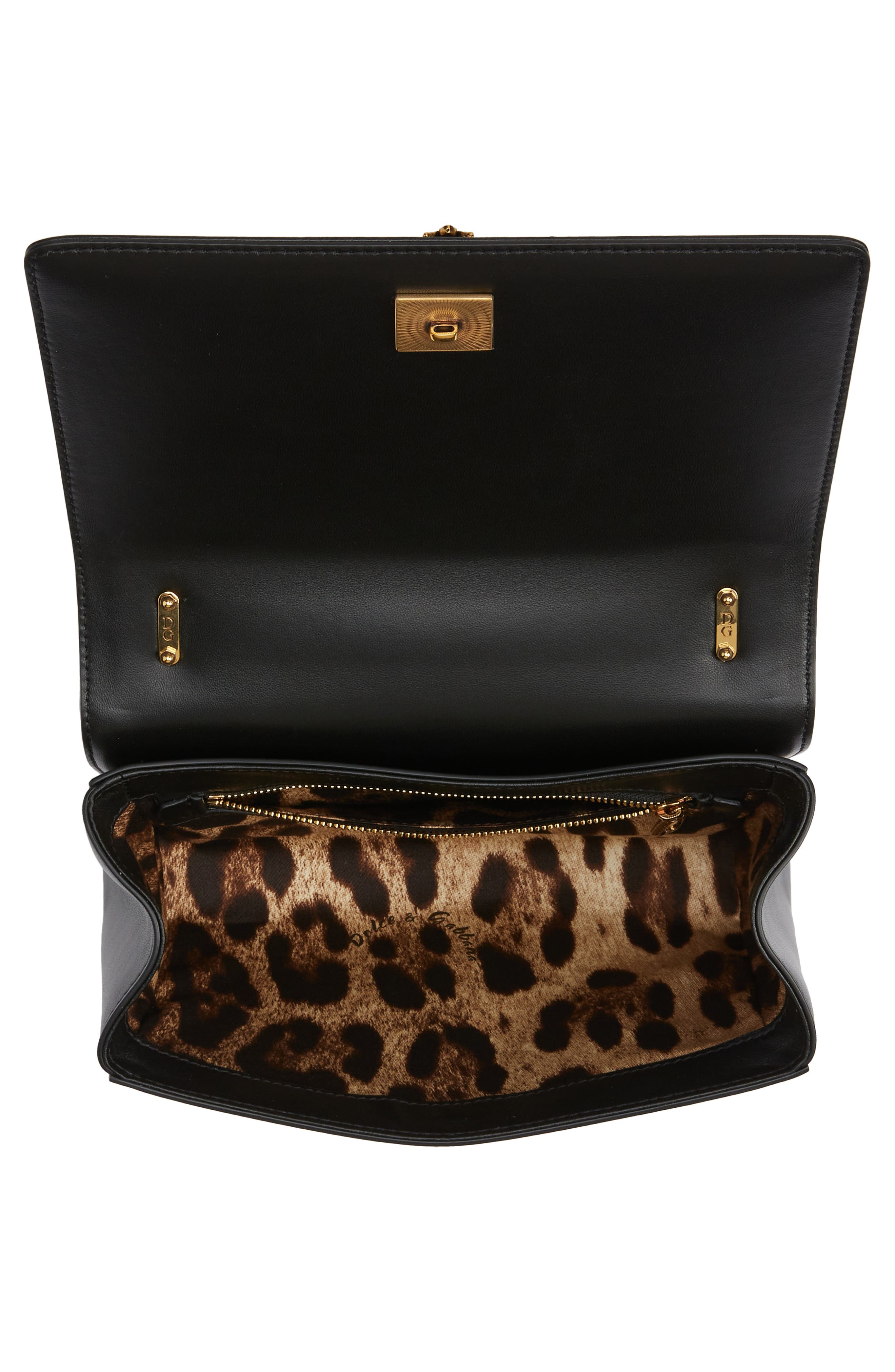 Dolce&Gabbana Devotion Logo Heart Lambskin Crossbody Bag, Alternate, color, 80999 Black