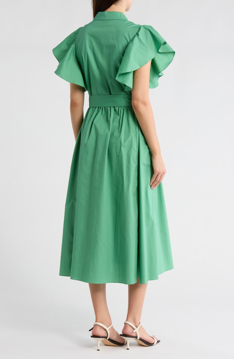 JASON WU Flutter Sleeve Midi Shirtdress, Alternate, color, Green
