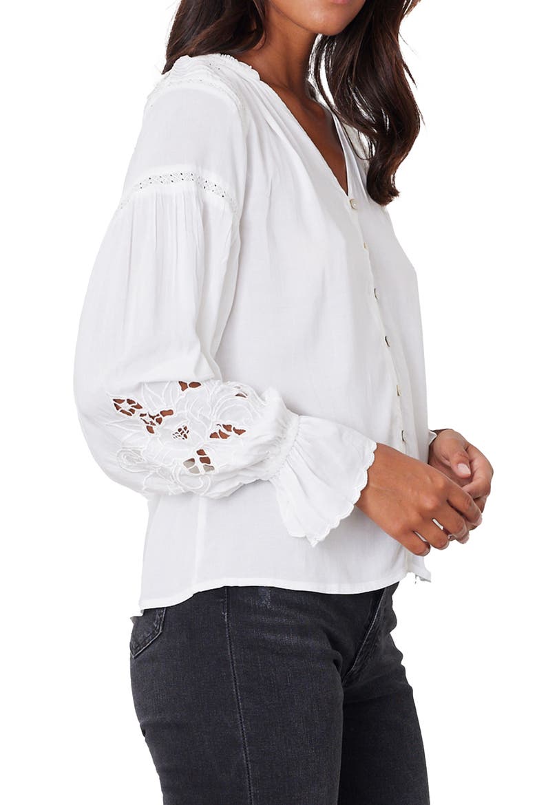 Stevie Lace Inset Embroidered Blouse, Alternate, color, Off White