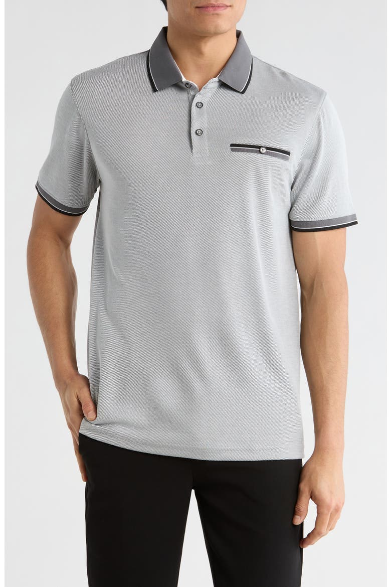 Grey With Black nd White Tipping Polo, Main, color, GREY