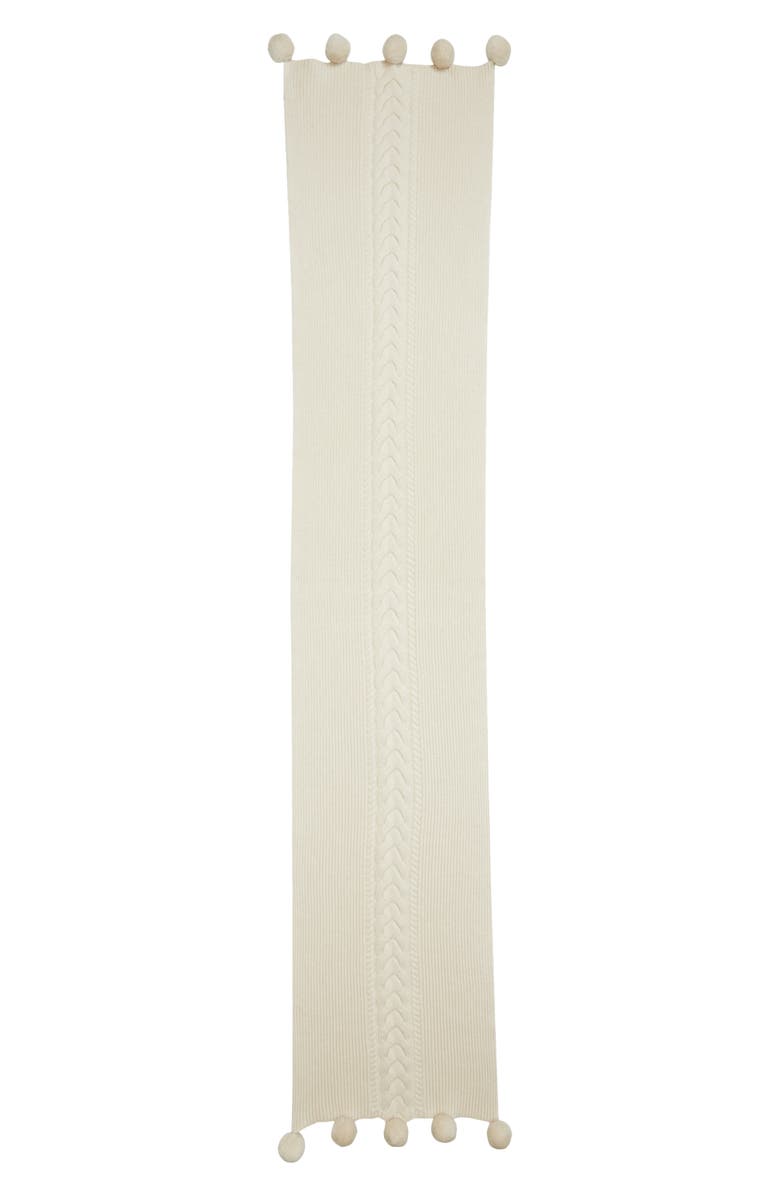 Lafayette 148 New York Pompom Fringe Mixed Stitch Cashmere Scarf, Main, color, 